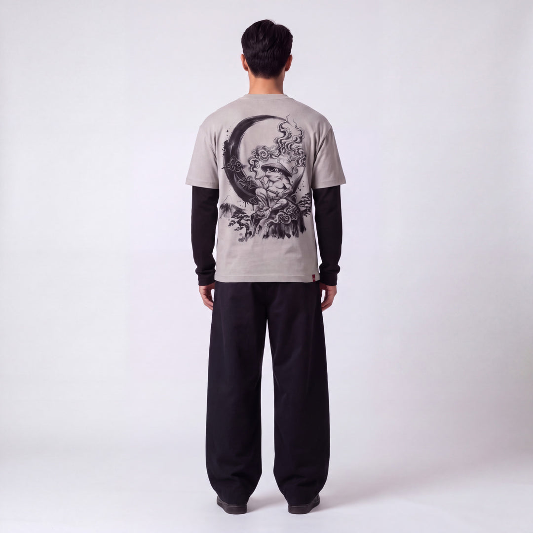 Getsu - T-shirt maniche sovrapposte stampa giapponese
