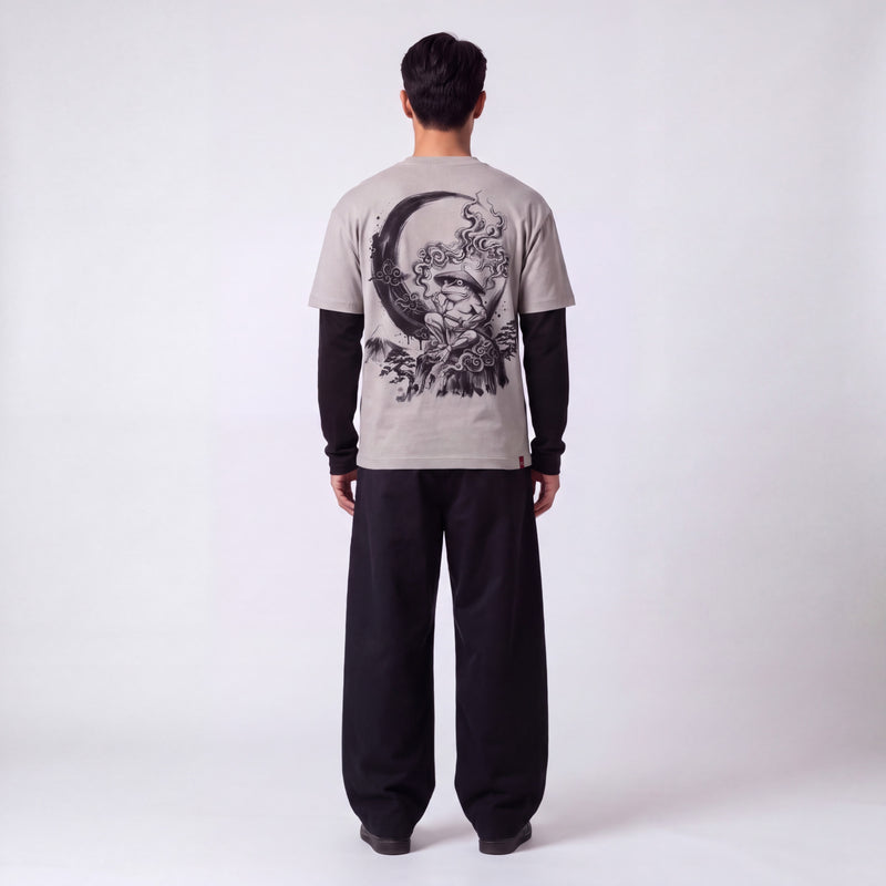 Getsu - T-shirt maniche sovrapposte stampa giapponese