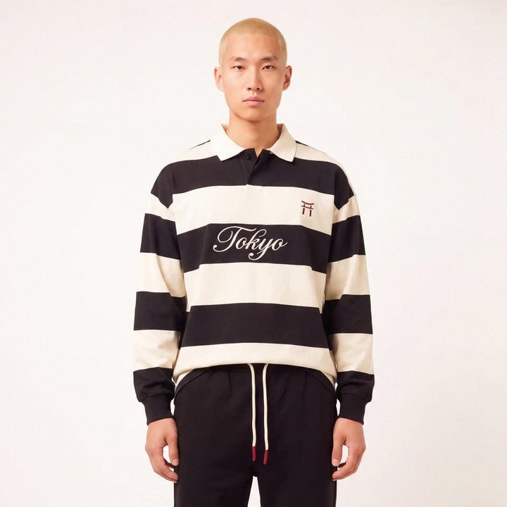 Arashi - Polo da rugby a righe a maniche lunghe