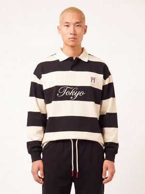 Arashi - Polo da rugby a righe a maniche lunghe
