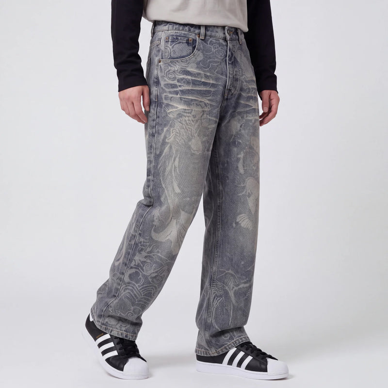 Renji - Jeans mit japanischem Print