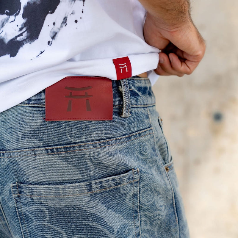 Renji - Jeans mit japanischem Print