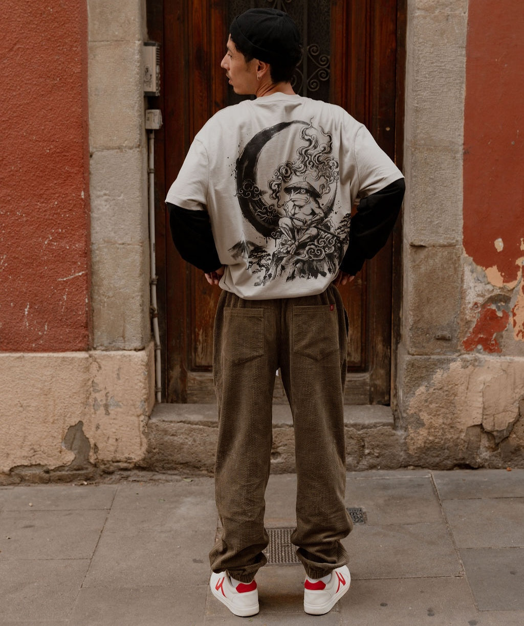 Getsu - T-shirt maniche sovrapposte stampa giapponese