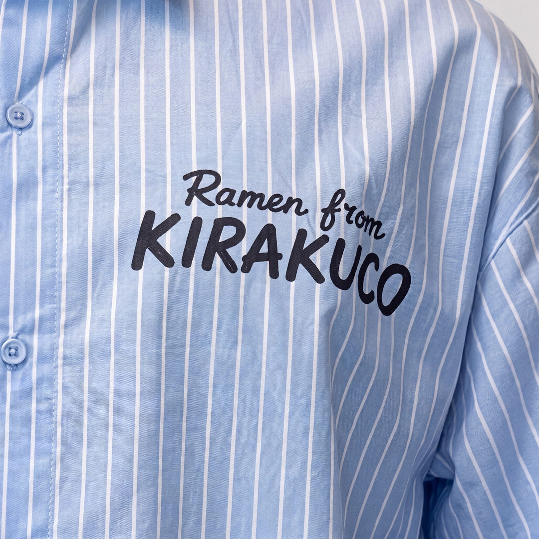 Edo - Camicia a righe con stampa giapponese