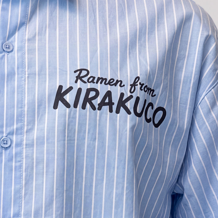 Edo - Camicia a righe con stampa giapponese