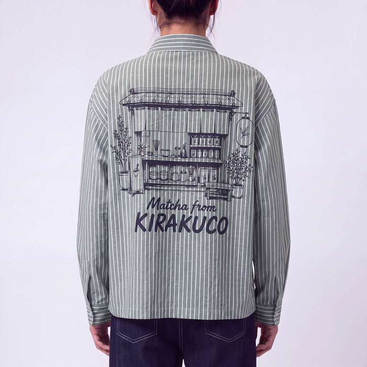 Edo - Camicia a righe con stampa giapponese