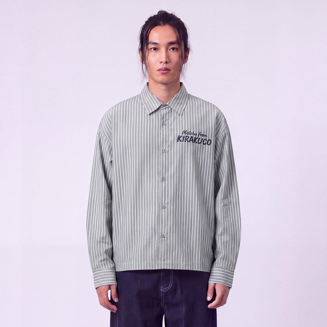 Edo - Striped Shirt with Japanese Print