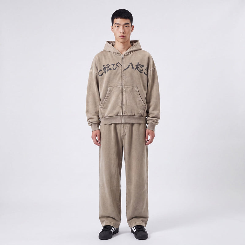 Fudo - Oversize Zip-Hoodie mit japanischem Print