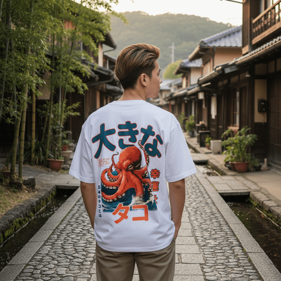 Octopus - Japanisches Oversize-T-Shirt