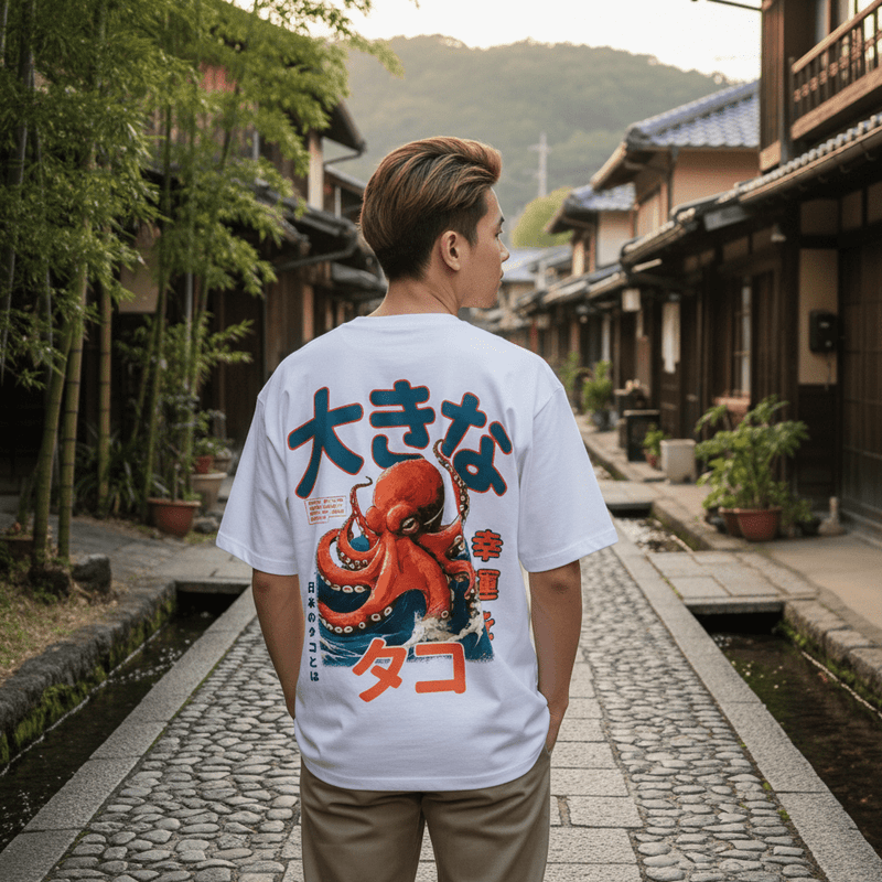 Octopus - Japanisches Oversize-T-Shirt